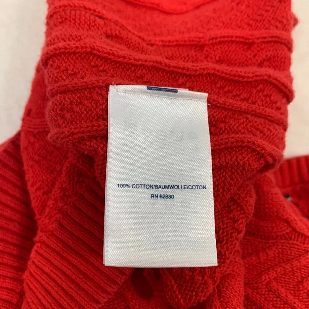 Lands' End Womens‎ Red Cotton Cable Knit Crewneck Sweater Size Small 6-8